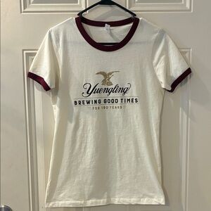 Yuengling Brewery Cream and Burgundy T-Shirt Medium